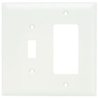 Combination Wall Plate, 1 Toggle Switch and, 1 Decorator, Two Gang, White