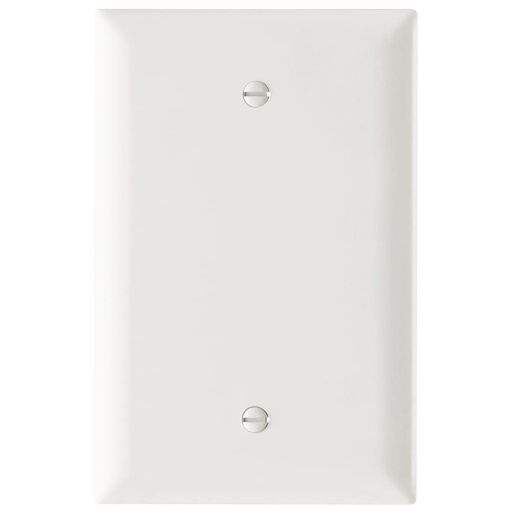 Trademaster single gang wall plate inwhite,jumbo, blank box, is molded of rugged, practically indestructible self-extinguishing nylon. It is preferred for hospital, industrial, institutional, and other high-abuse applications. Available in Ivory, White, Brown, Gray, Black, Blue, Orange, Red, and Light Almond.
