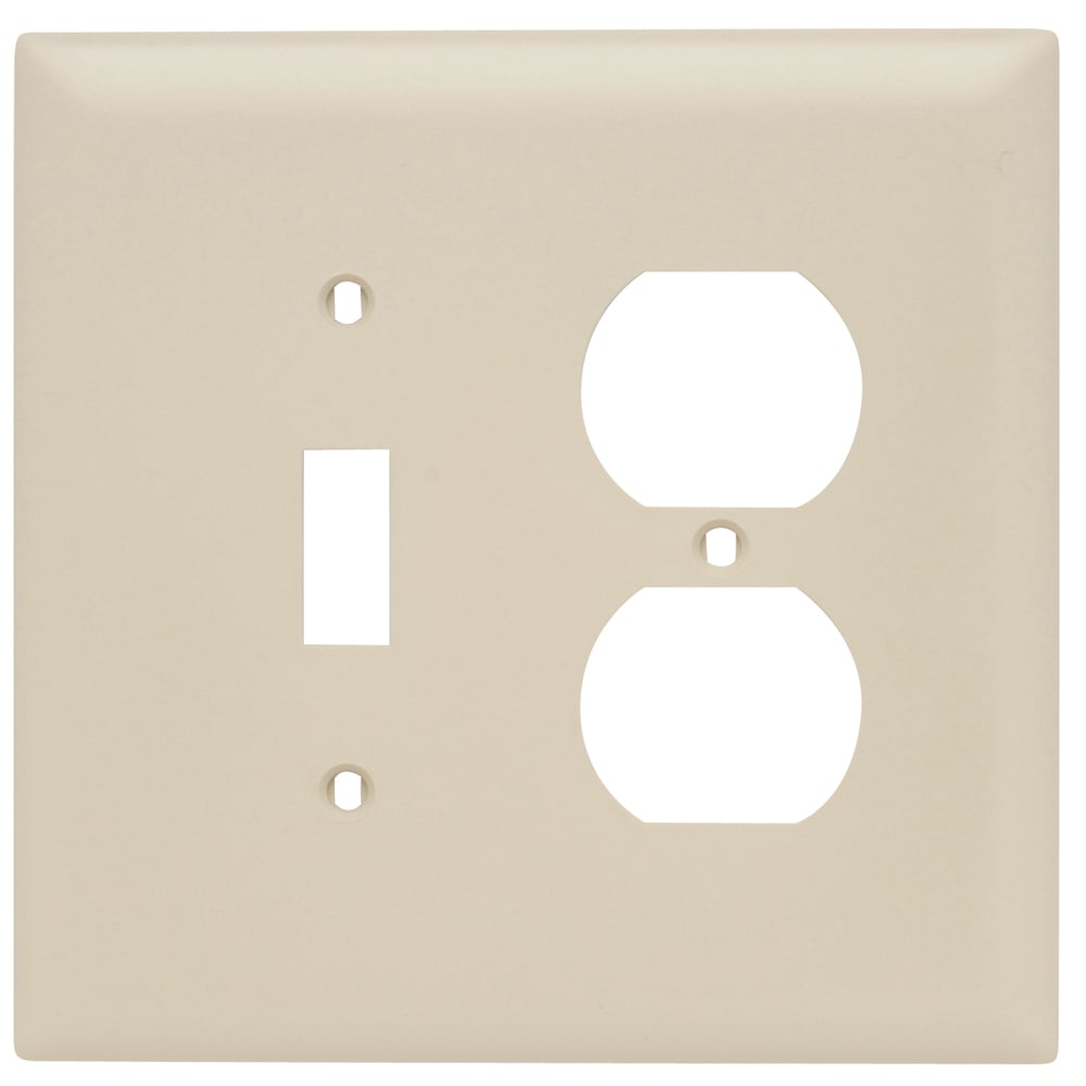 Trademaster Wall Plate Jumbo 2gang 1toggle Duplex Ivory