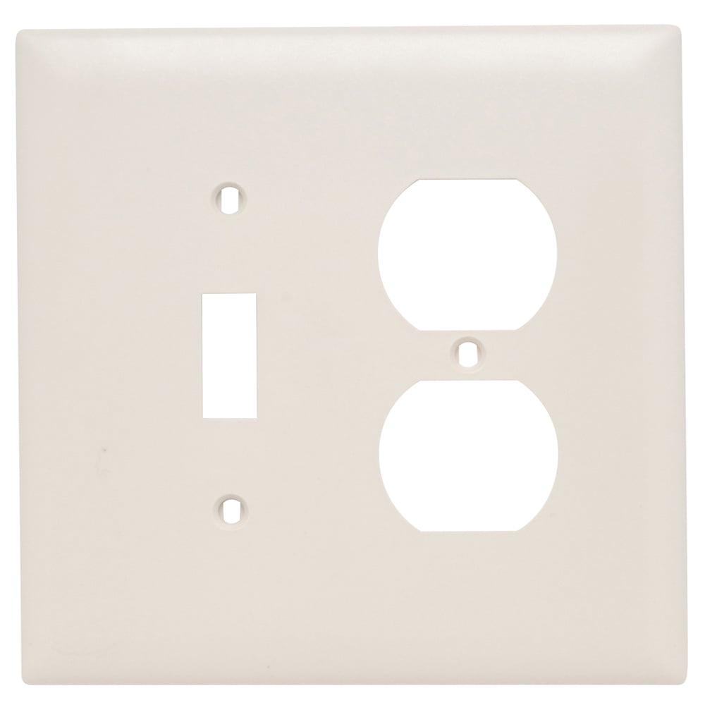 Trademaster Wall Plate Jumbo 2gang 1toggle Duplex Light Almond