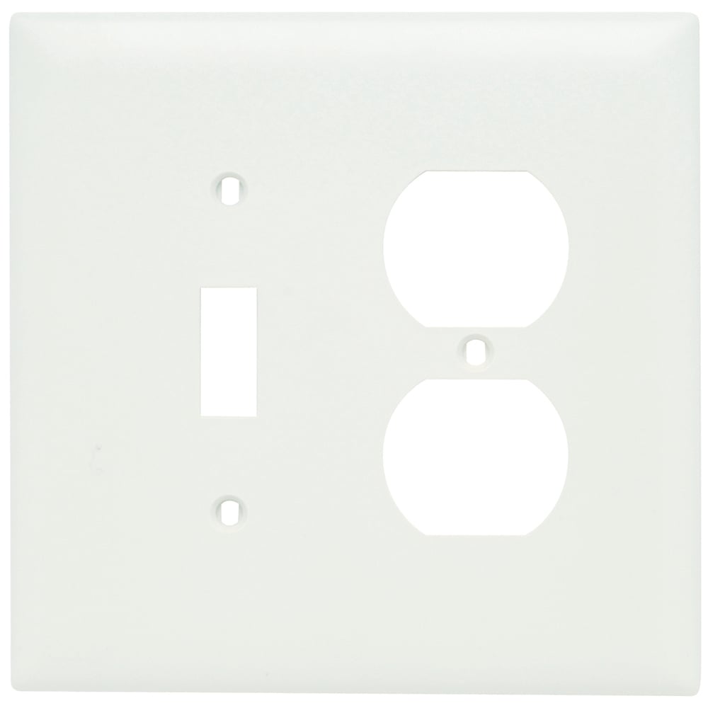Trademaster Wall Plate Jumbo 2gang 1toggle Duplex White