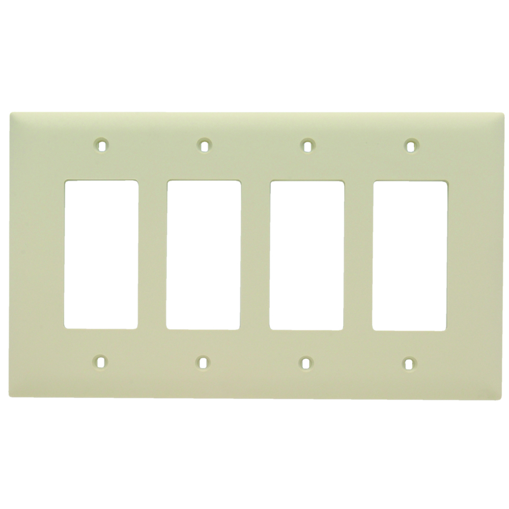 Trademaster Wall Plate, Jumbo 4gang, Ivory