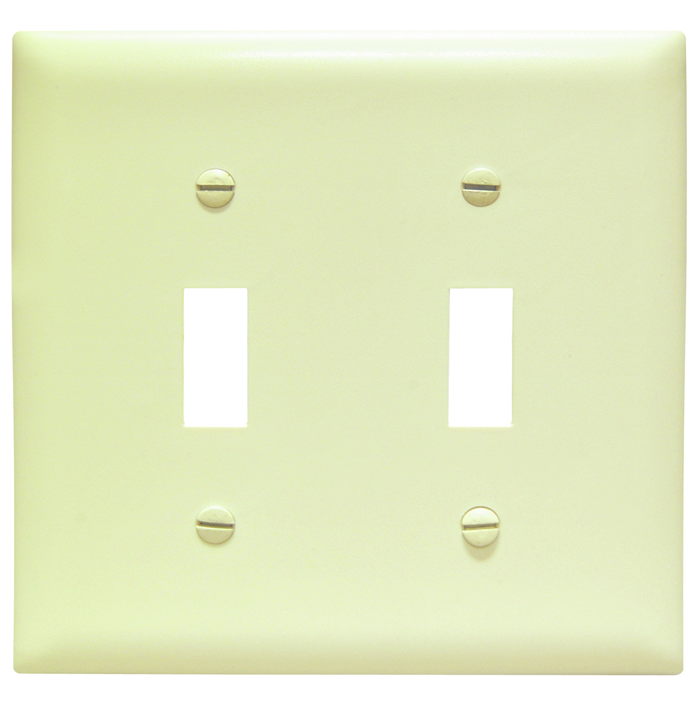 Trademaster Wall Plate Jumbo 2gang 2toggle Ivory