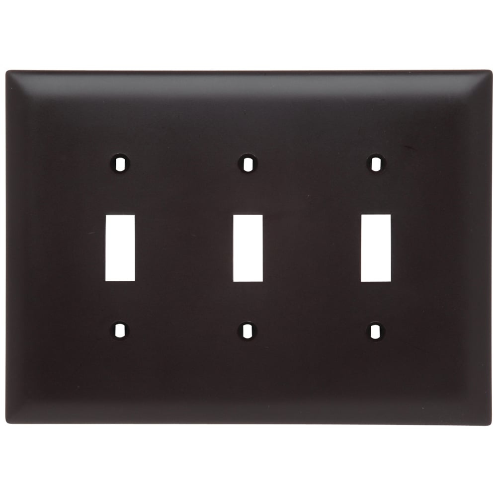 3-Gang TradeMaster 3 Toggle Openings Wall Plate, Brown