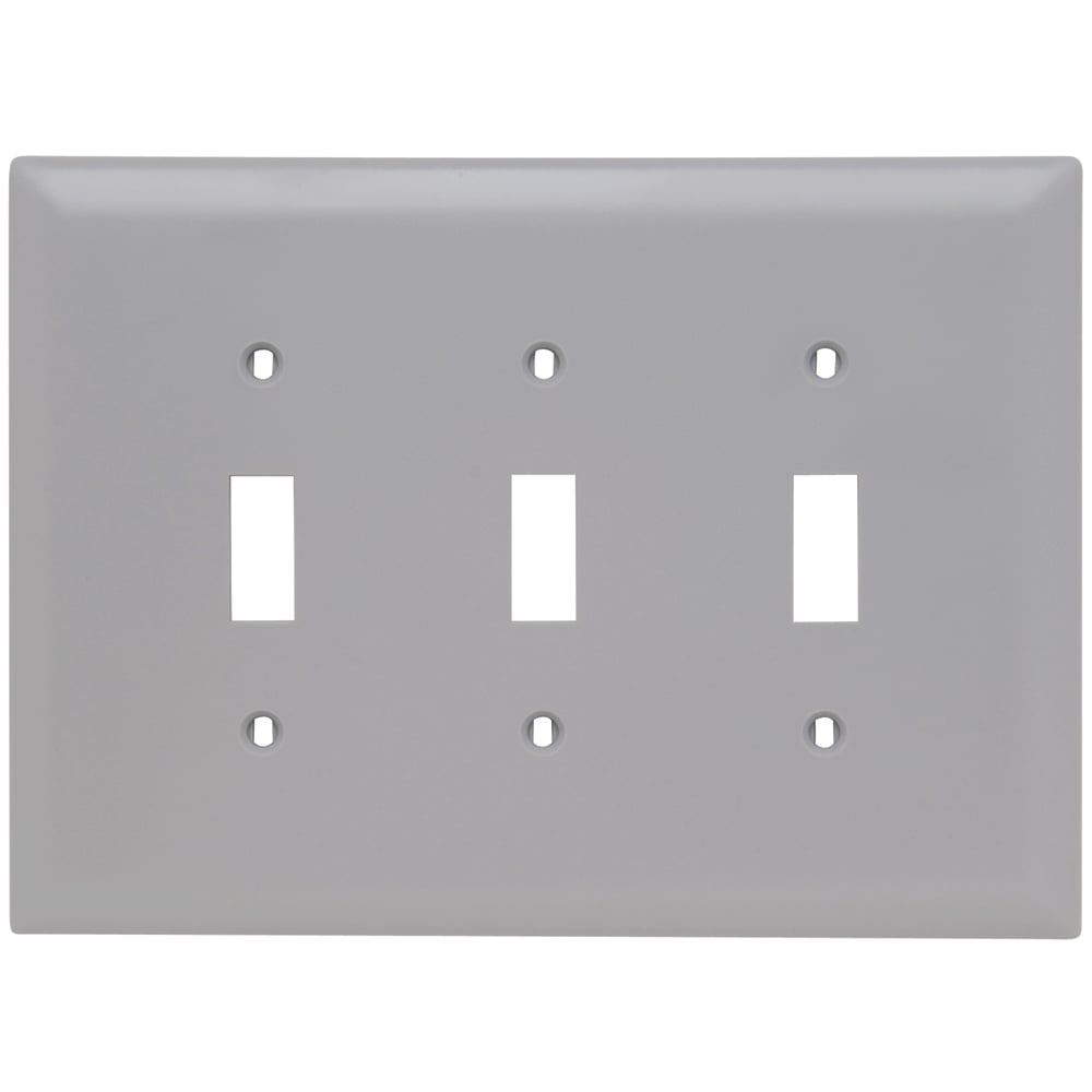 Trademaster Wall Plate Jumbo 3gang 3toggle Gray