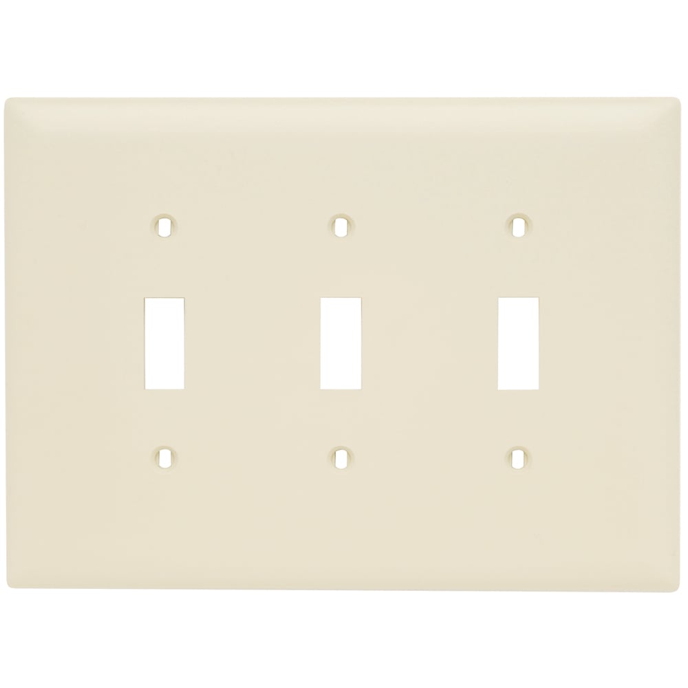 Toggle Switch Wall Plate, Three Gang, Jumbo, Trademaster, Light Almond