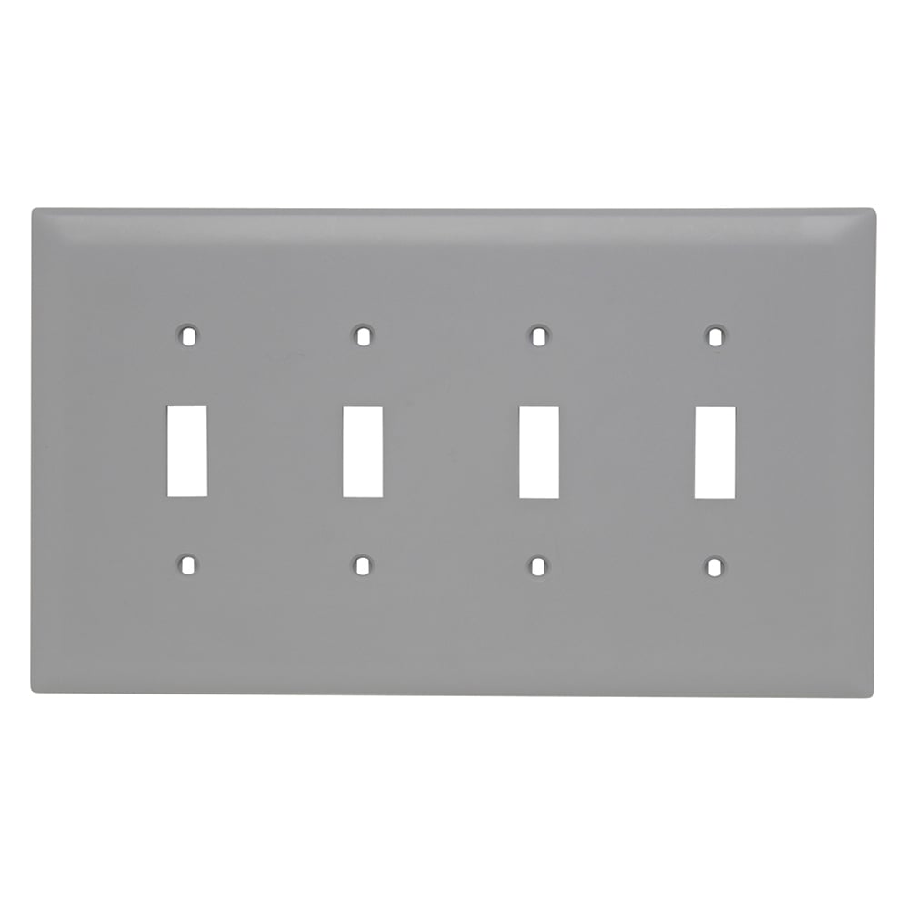 Trademaster Wall Plate Jumbo 4gang 4toggle Gray