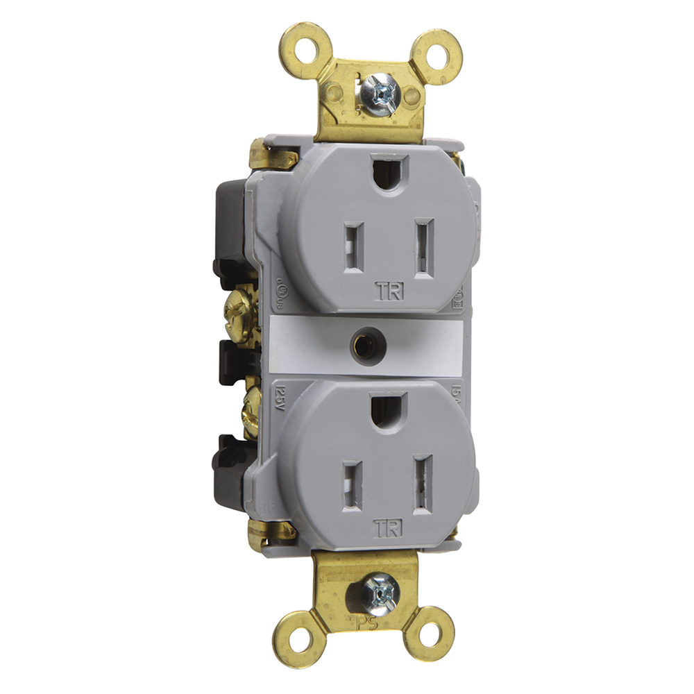 Tamper-Resistant Spec Grade Duplex Receptacle Back and, Side Wire 15amp 125volt Gray