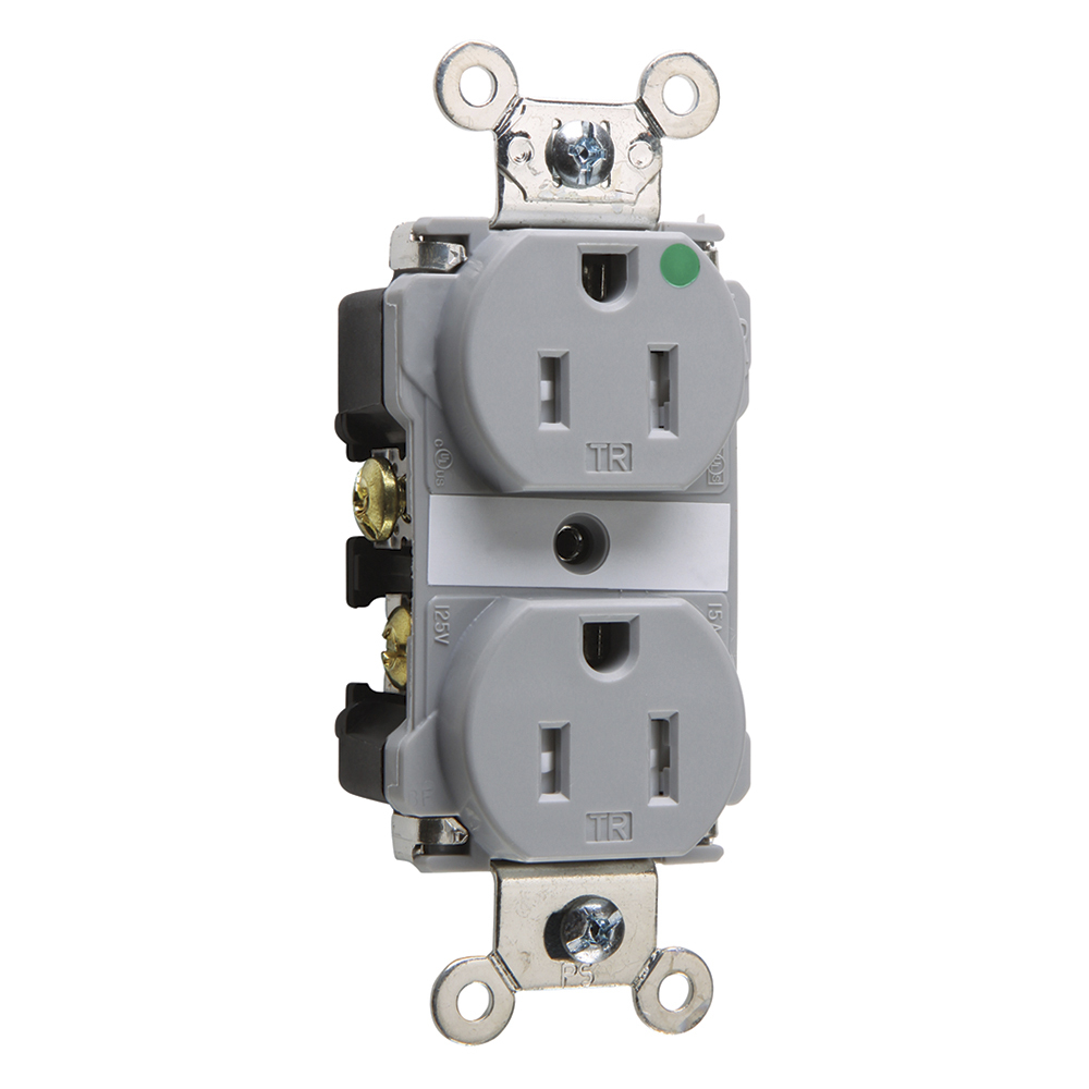 Tamper-Resistant Hospital Grade Duplex Receptacle Back and, Side Wire 15amp 125volt Gray
