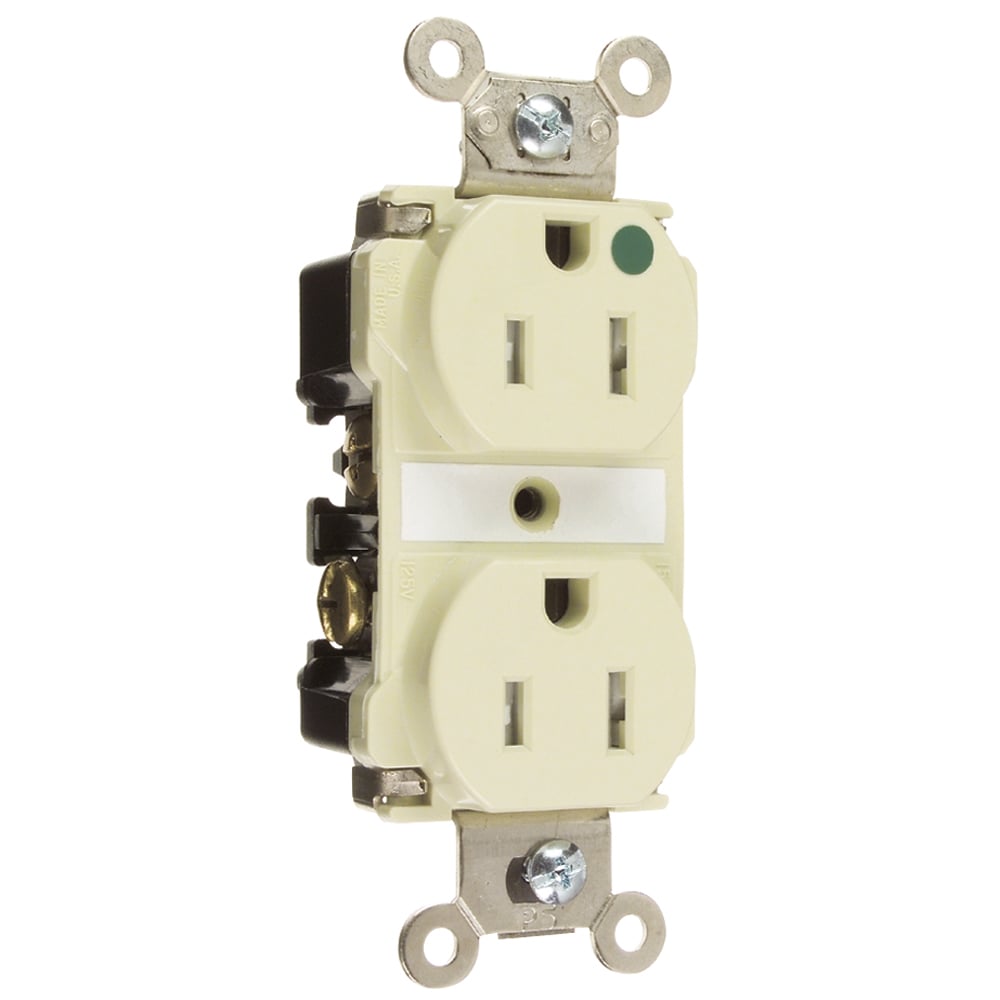 Tamper-Resistant Hospital Grade Duplex Receptacle Back and, Side Wire 15amp 125volt Ivory