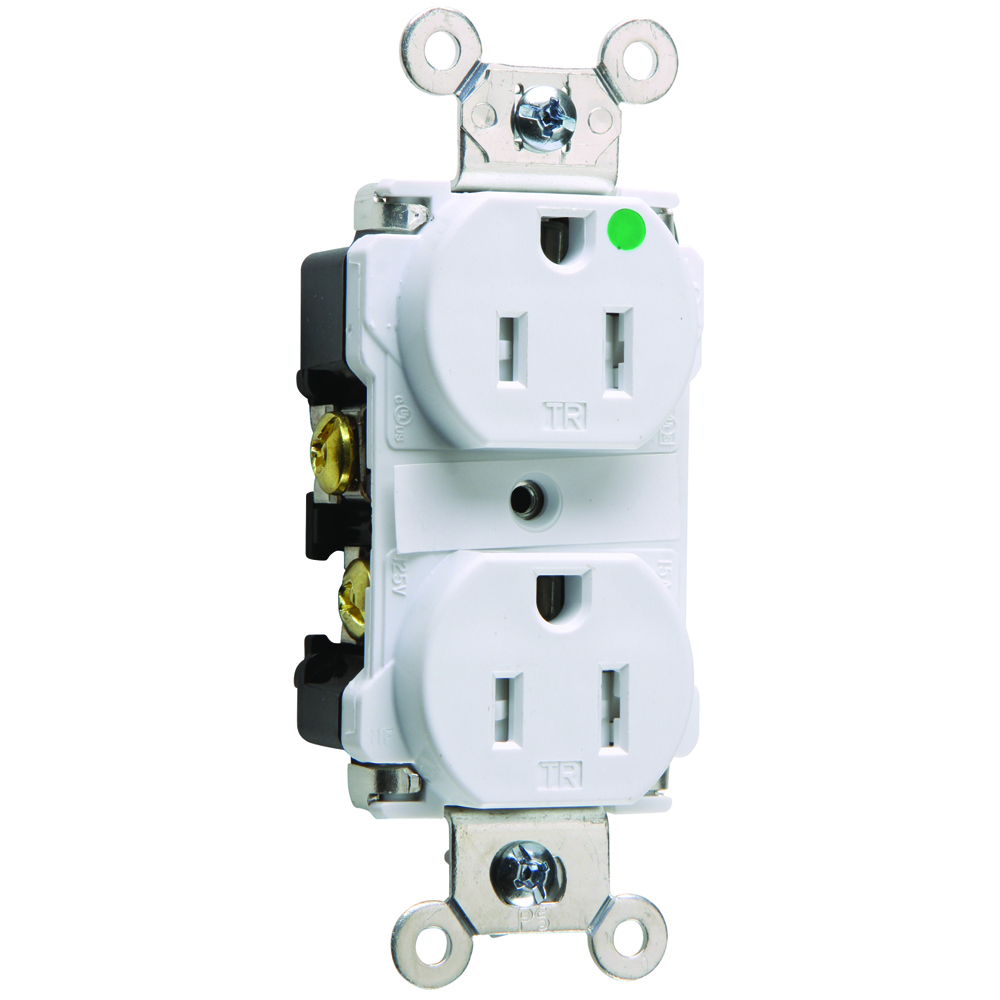 Tamper-Resistant Hospital Grade Duplex Receptacle Back and, Side Wire 15amp 125volt White