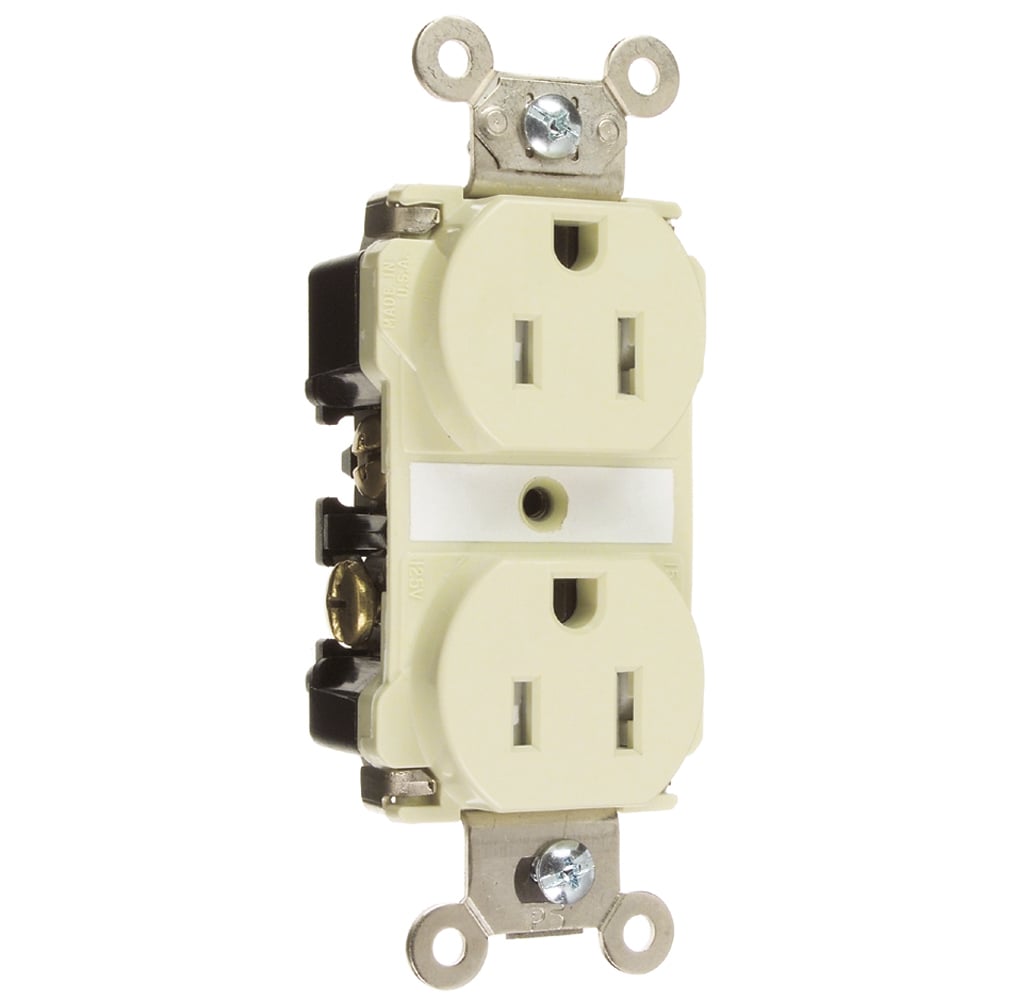 Tamper-Resistant Spec Grade Duplex Receptacle Back and, Side Wire 15amp 125volt Ivory