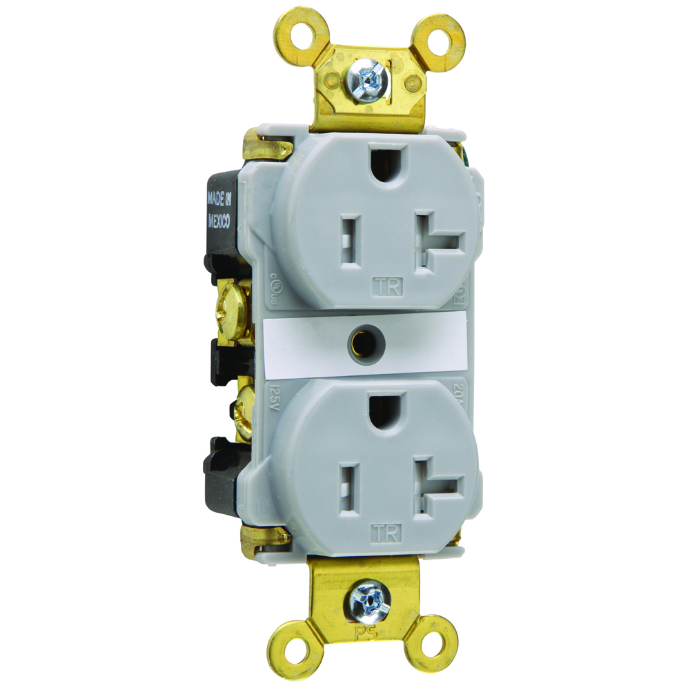 Tamper-Resistant Spec Grade Duplex Receptacle Back and, Side Wire 20amp 125volt Gray