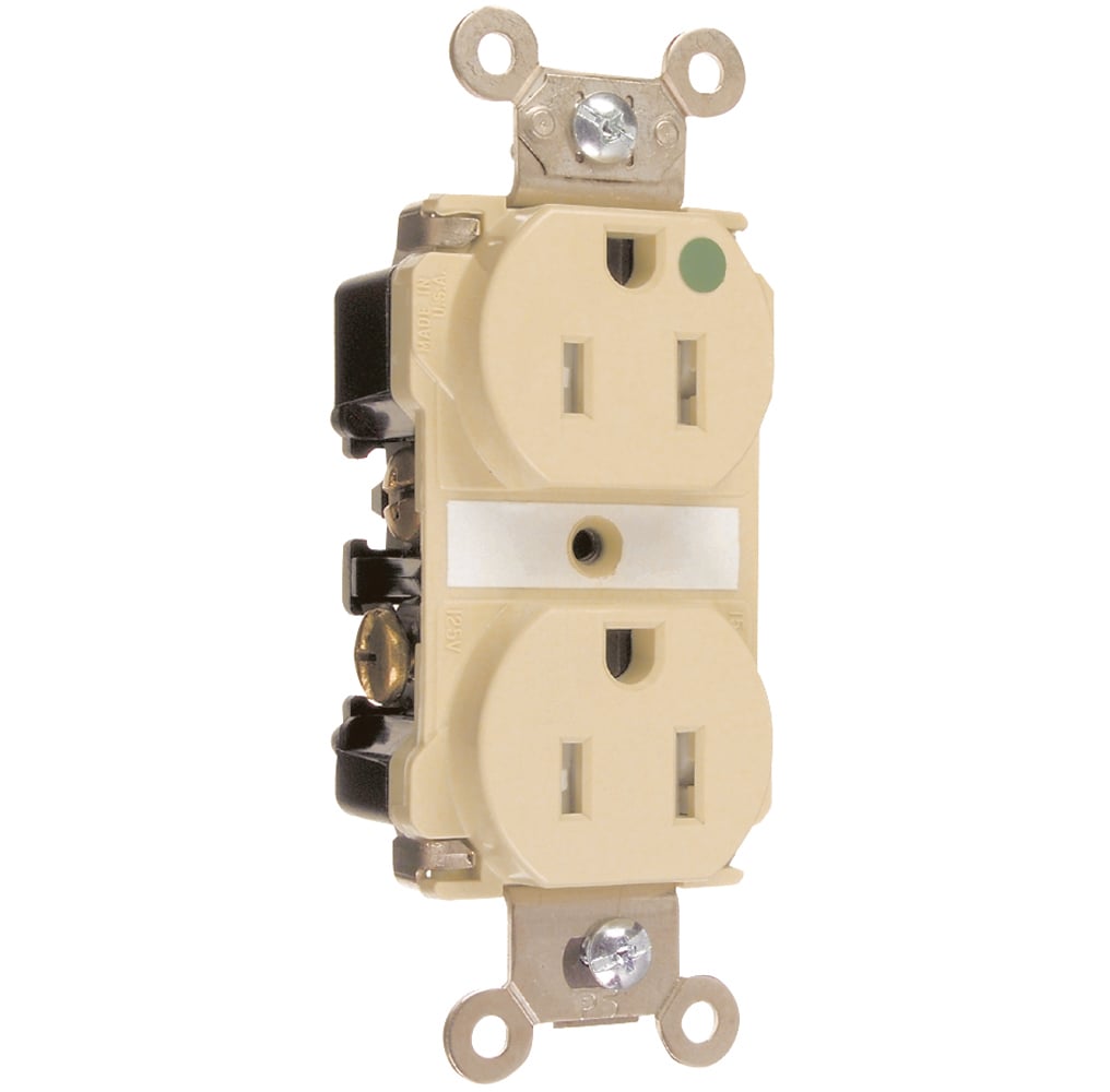 Tamper-Resistant Hospital Grade Duplex Receptacle Back and, Side Wire 20amp 125volt Ivory