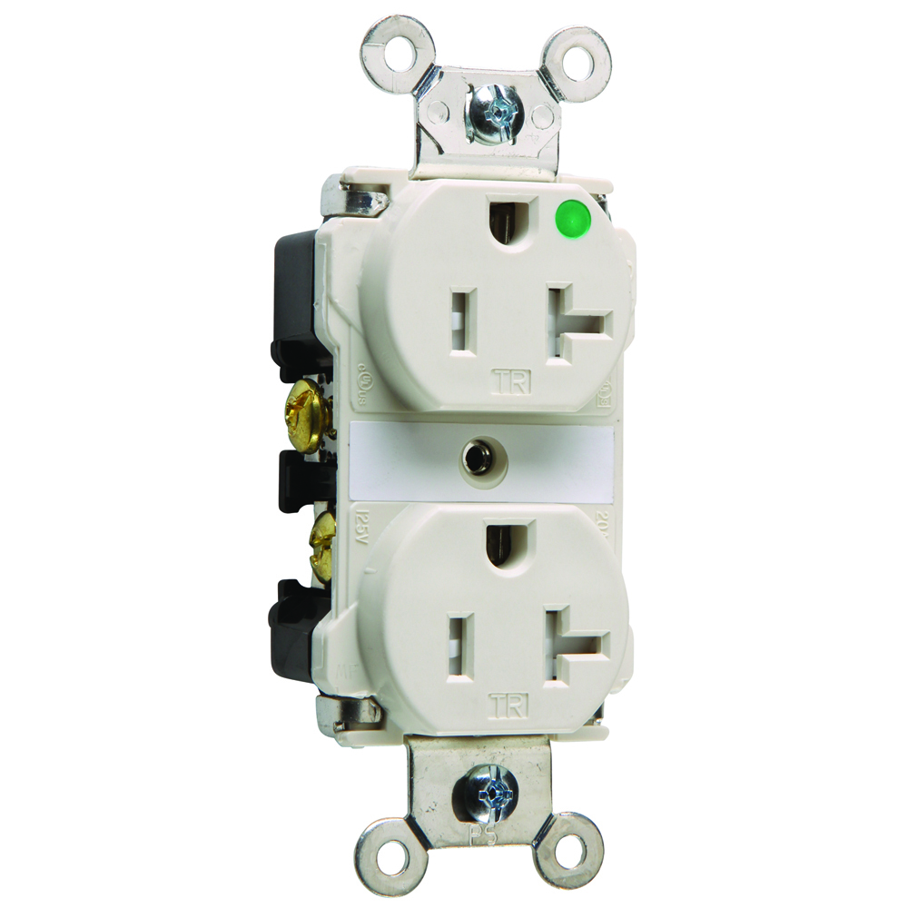 Tamper-Resistant Hospital Grade Duplex Receptacle Back and, Side Wire 20amp 125volt Light Almond