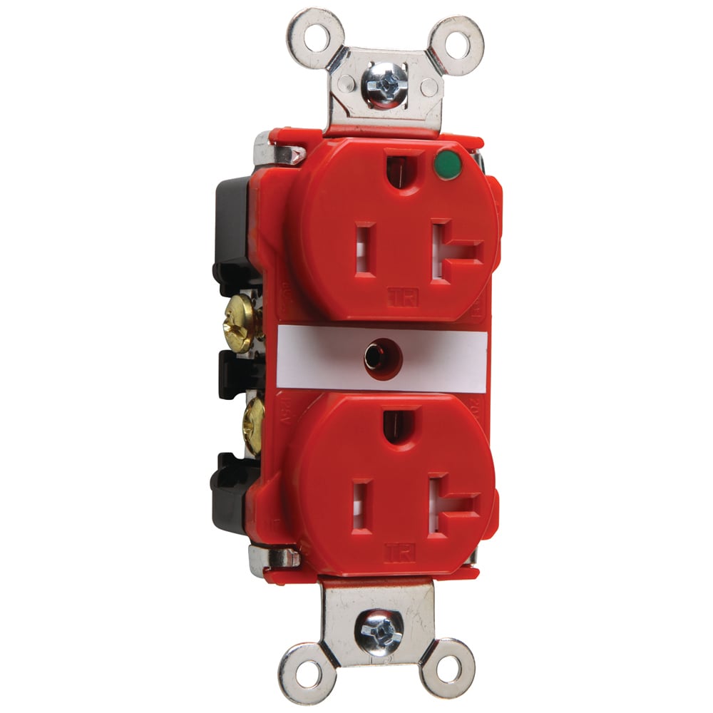 Tamper-Resistant Hospital Grade Duplex Receptacle Back and, Side Wire 20amp 125volt Red