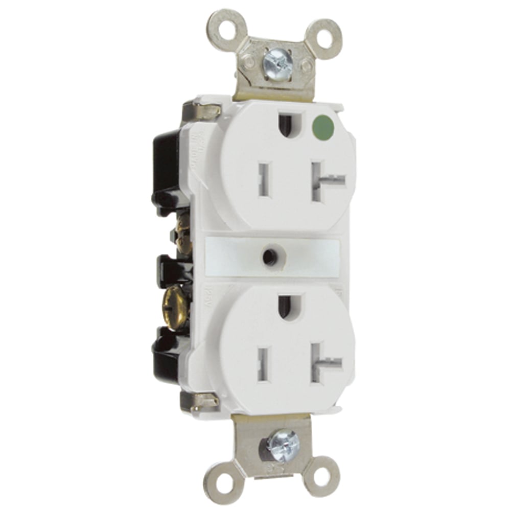 Tamper-Resistant Hospital Grade Duplex Receptacle Back and, Side Wire 20amp 125volt White