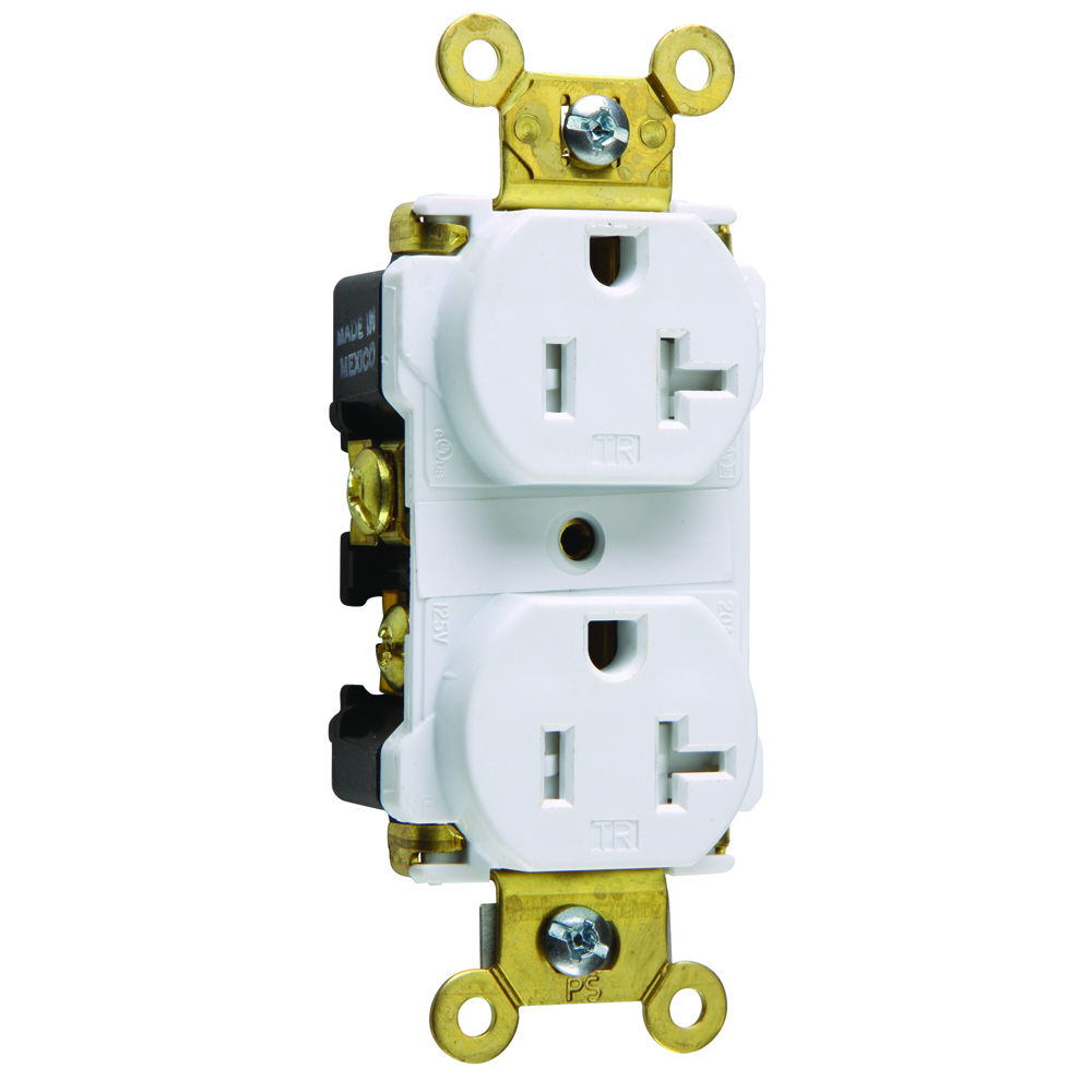 Tamper-Resistant Spec Grade Duplex Receptacle Back and, Side Wire 20amp 125volt White