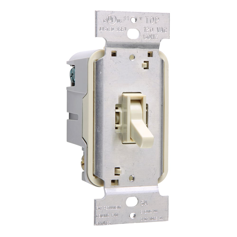 TSC5-I TradeMaster 1-Pole Bare Insulated Dimmer Fan Speed Control Switch, 120 VAC, 5 A, Toggle Operational Mode, Thermoplastic, Ivory
