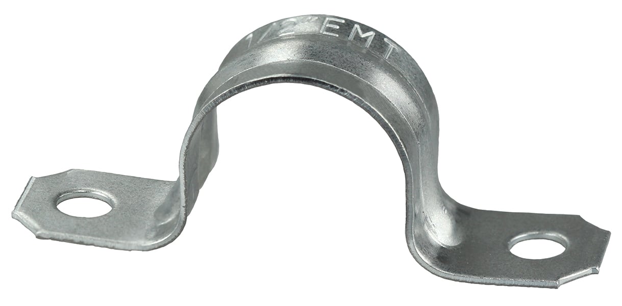Two Hole Strap, Steel material, Zinc Plated Finish, Surface mounting, 1-1/2 in. Size, 20 GA thickness