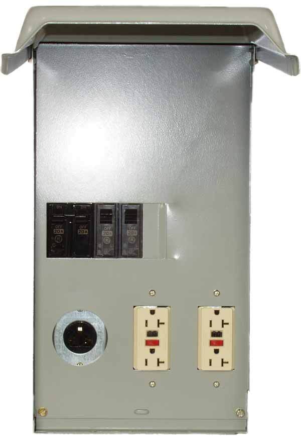 Midwest Electric?s Temporary Power and Power Outlets are a means of providing power required by various construction trades, residential sites, and mobile electrical applications.  Temporary Power and Power Outlets offer one or more receptacles, with or without overcurrent protection, disconnecting, metering, and/or pedestal mounting functions, in a single enclosure of G-90 zinc-coated steel.  The NEMA 3R rainproof enclosure is lockable and engineered to provide maximum protection against weather, vandalism, and normal field use.