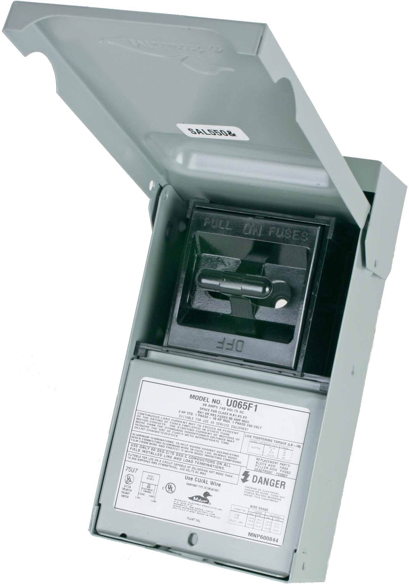 Metallic, Fusible disconnects are available in 30 and 60 Ampere models. Pullers are removable or reinstallable in the OFF position for user safety during equipment maintenance. Listed for use as service entrance.