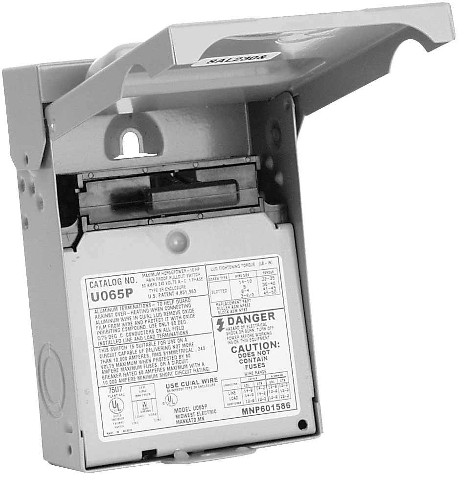 U065P Disconnect Switch, 60 Amp, 240V