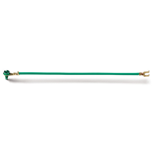 EPCO, Ground Bonding Pigtail, PigTails, Insulated Stranded Wire, Conductor Size: 14 AWG, Insulation: THHN, Length: 8 IN, Includes: (1) Flanged Spade Terminal,Captive GSH Ground Screw