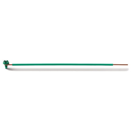 EPCO, Ground Bonding Pigtail, PigTails, Insulated Solid Wire, Conductor Size: 12 AWG, Insulation: THHN, Length: 8 IN, Size: 1 IN (Stripped), Includes: Captive GSH Ground Screw