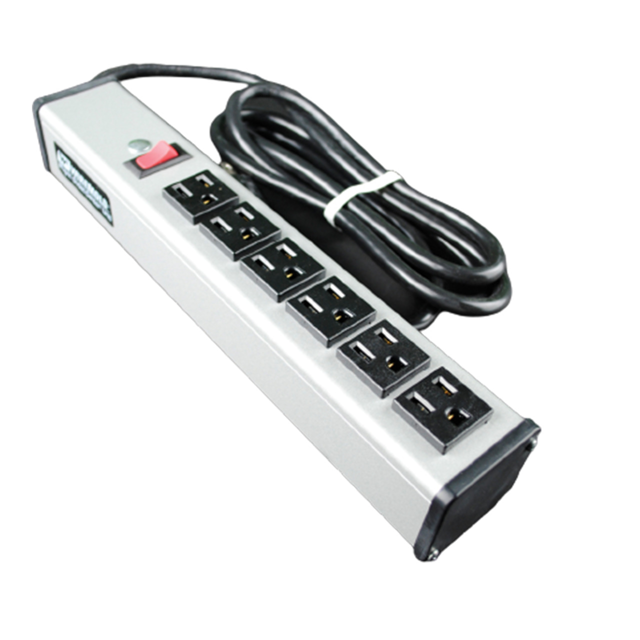  Compact Plug-In Outlet Center; 6 Outlet, 15 ft, 15 Amp, 120 Volt, Gray
