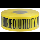 Underground Tape, Non-Adhesive, Yellow, 1000 ft. length, Non-Adhesive Polyethylene material, "Caution Buried Utility Line Below" legend, 4 mil. thickness, 3 in. width