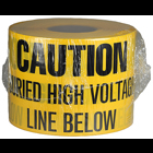 Underground Tape, Non-Adhesive, Yellow, 1000 ft. length, Non-Adhesive Polyethylene material, "Caution Buried High Voltage Line Below" legend, 4 mil. thickness, 6 in. width