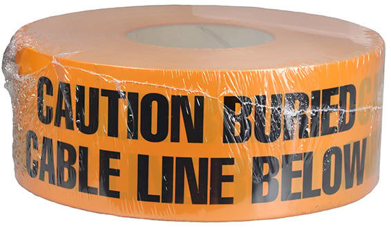 Underground Tape, Non-Adhesive, Orange, 1000 ft. length, Non-Adhesive Polyethylene material, "Caution Buried Cable Line Below" legend, 4 mil. thickness, 3 in. width
