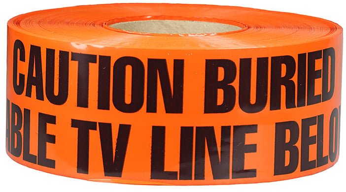 Underground Tape, Non-Adhesive, Orange, 1000 ft. length, Non-Adhesive Polyethylene material, "Caution Buried Cable TV Line Below" legend, 4 mil. thickness, 3 in. width