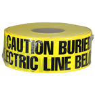 Underground Tape, Non-Adhesive, Yellow, 1000 ft. length, Non-Adhesive Polyethylene material, "Caution Buried Electric Line Below" legend, 4 mil. thickness, 3 in. width