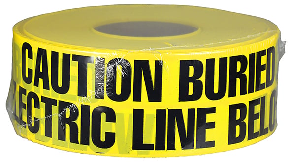 Underground Tape, Non-Adhesive, Yellow, 1000 ft. length, Non-Adhesive Polyethylene material, "Caution Buried Electric Line Below" legend, 4 mil. thickness, 3 in. width