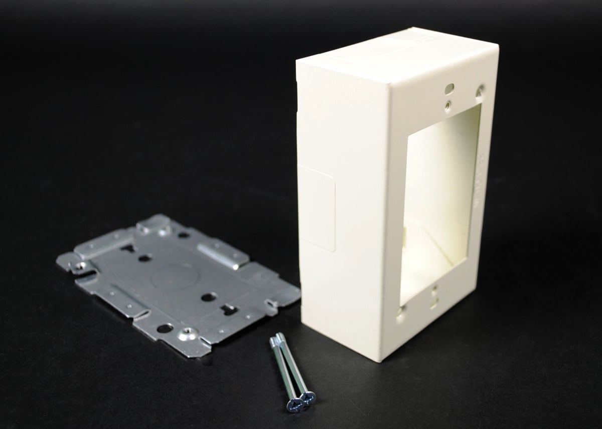 Single-Gang Device Box Fitting; 1-Gang, 125V, 15A, 4-5/8 In, Ivory