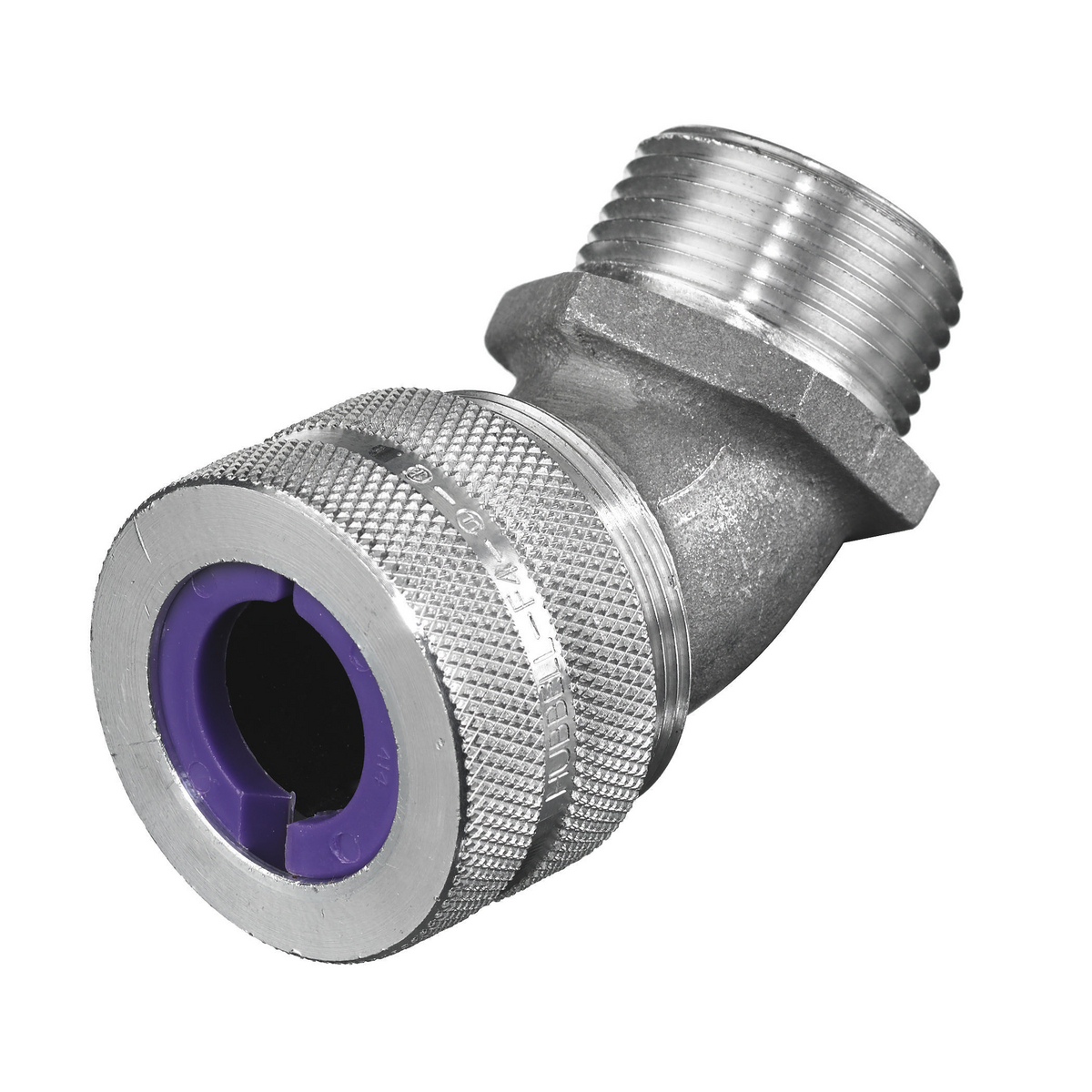 Kellems Wire Management, Cord Connectors, 45 Degree Male, .75-.88", 1", Aluminum