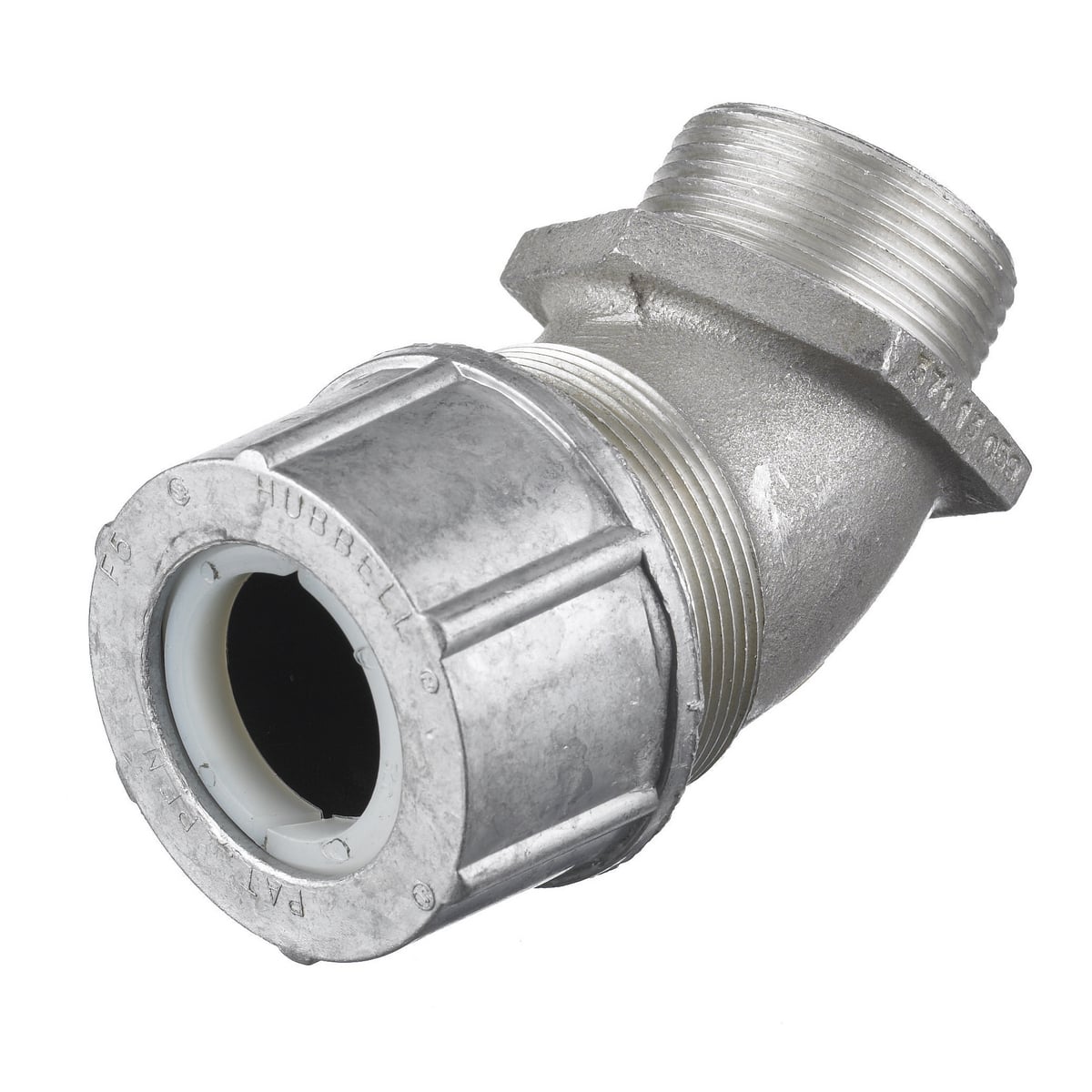 Kellems Wire Management, Cord Connectors, 45 Degree Male, 1.13-1.25", 1 1/4", Aluminum