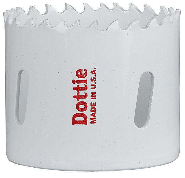 Variable Pitch Hole Saw, 2-1/4 in. hole diameter, 2-1/4 x 1-3/8 in. cutting size, 2 in. pipe tap size, Carbon Steel material, Bi-Metal construction, Powder Coated finish, M3 Steel cutting material