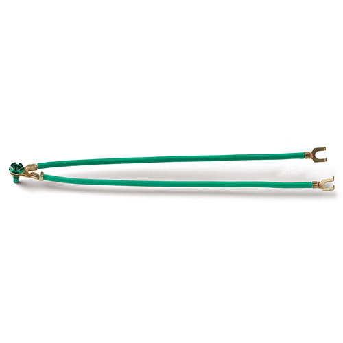 EPCO, Dual Gang Ground Bonding Pigtail, PigTails, Dual Gang, Conductor Size: 12 AWG, Insulation: THHN, Length: 8 IN, Includes: (2) 8 IN Stranded Wire Conductors each with (1) Flanged Spade Terminal, Captive GSH Ground Screw