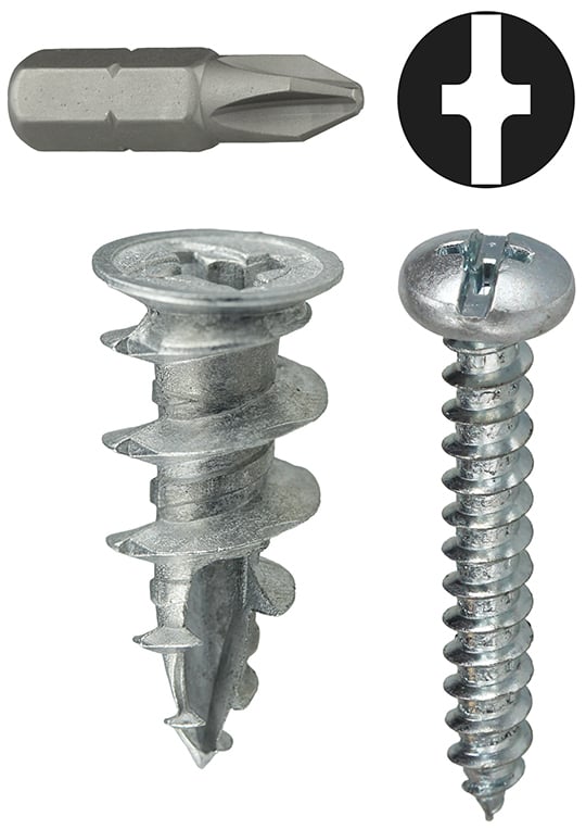 Wall Board Kit, #6 x 1 IN Size, 50 pieces, Zinc material, Phillips/Slotted drive type, includes (50) Phillips/Slotted Screws, Tuff Pack Packaging
