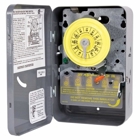 The NEMA 1 - 250 V DPST w/ External Manual Override Switch "Little Gray Box" This Mechanical Water Heater Time Switch Regulates Electric Water Heaters. Daily Operation can be set with Trippers from 1 to 23 Hours
