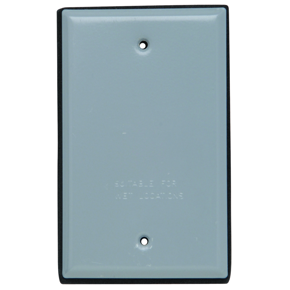 Weatherproof 1 Gang Blank Aluminum Cover With Gasket and, Screws, Gray