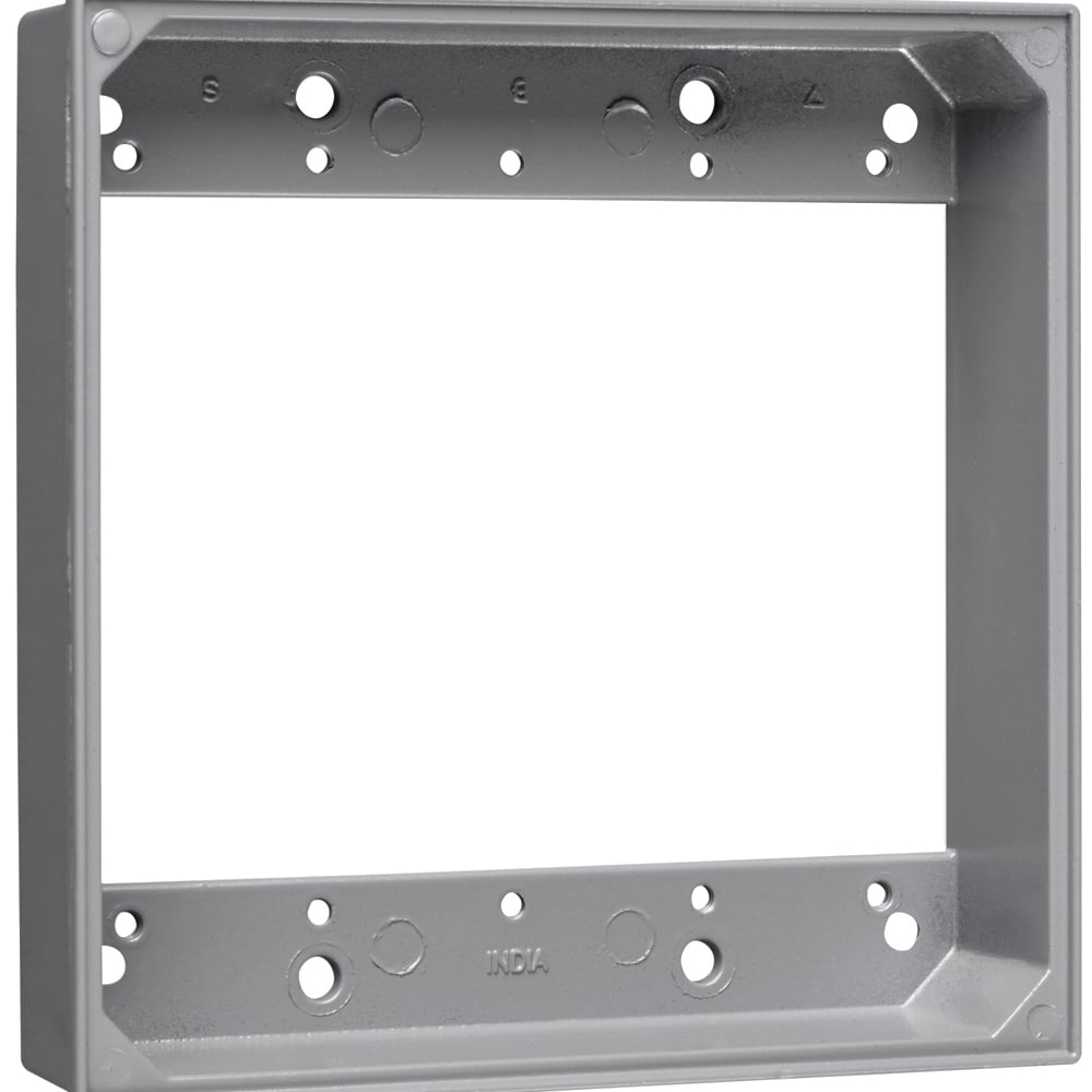 Weatherproof 2 Gang Extension Ring, 16.3 Cu. In., 4.5 x 4.5 x 1, Gray