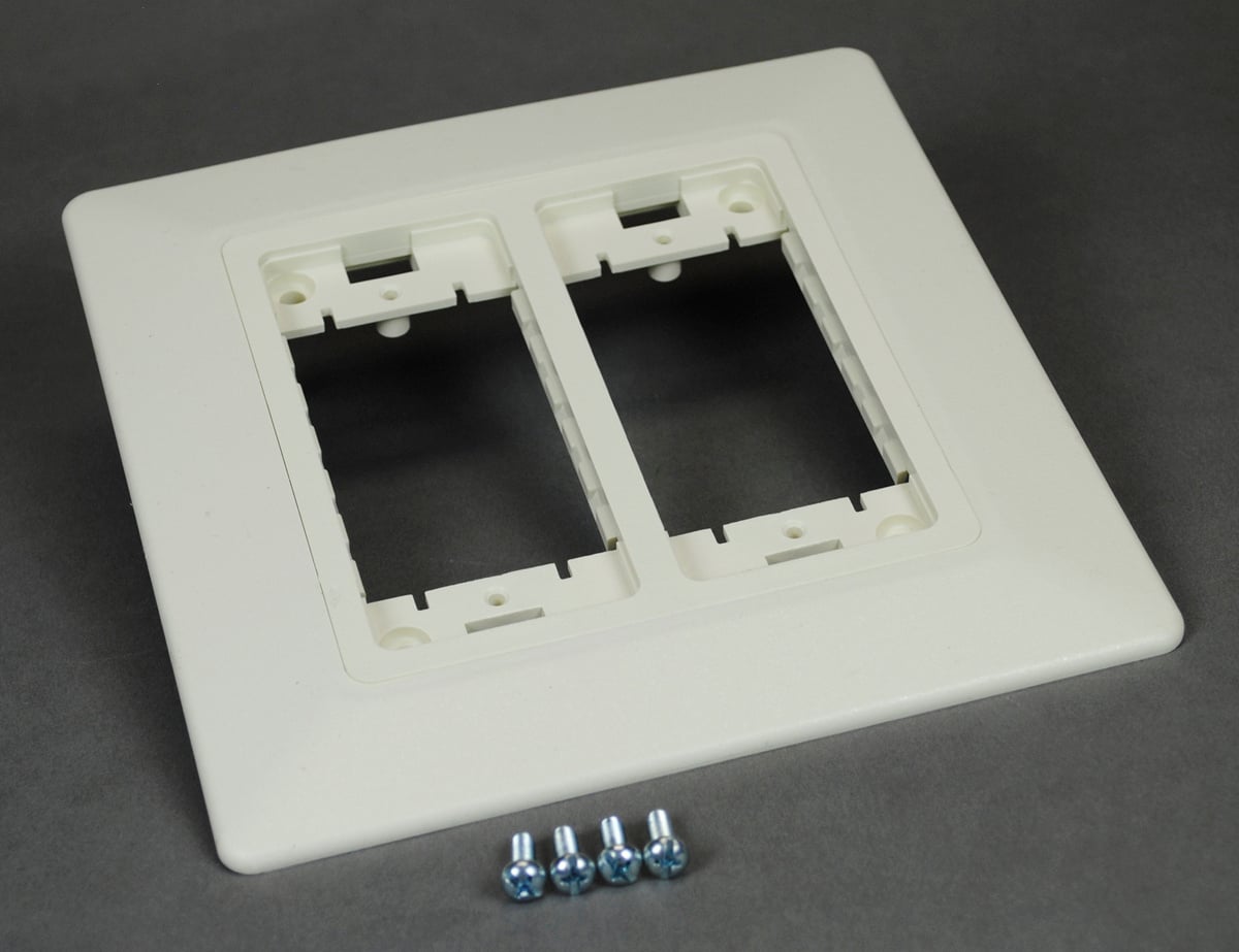 2 Gang Mounting Bracket and Trim Ring; 6-13/16 Inch Length x 7 Inch Width, White
