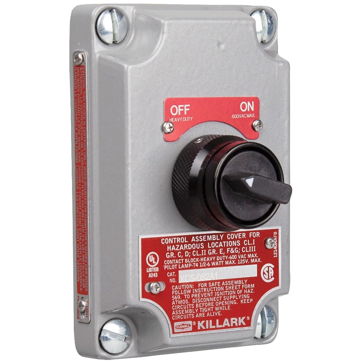 XCS Series - Aluminum Maintained Contact 2-Position Selector Switch Cover With Device - "Off - On" Nameplate - 1NO/1NC Contact Rating
