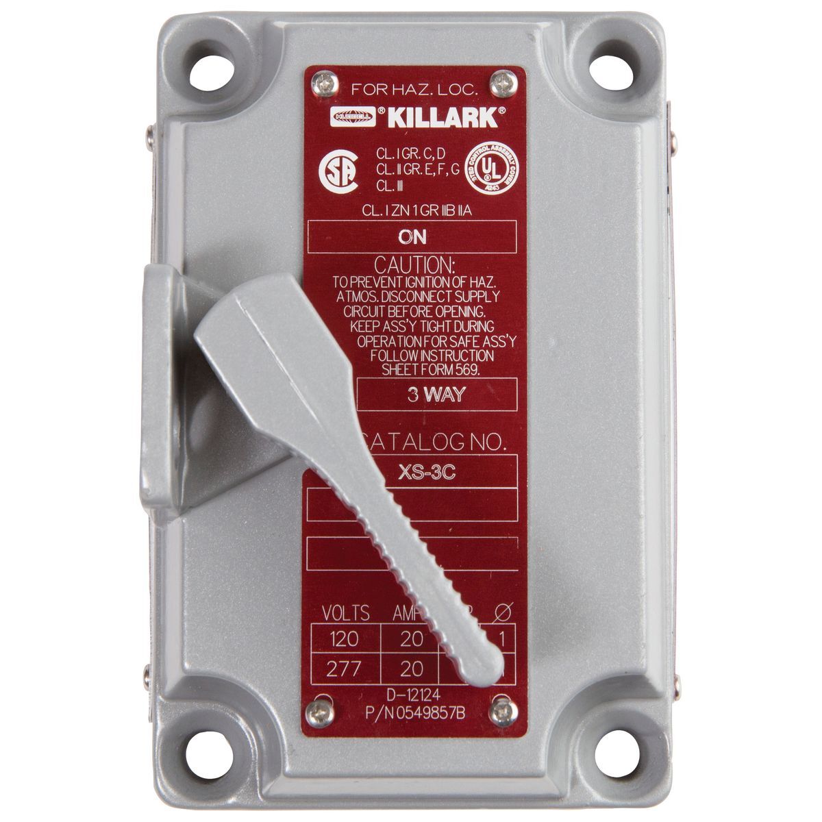XS Series - Aluminum 3-Way/SPDT (No Center Off) Tumbler Switch Cover With Device - 20A