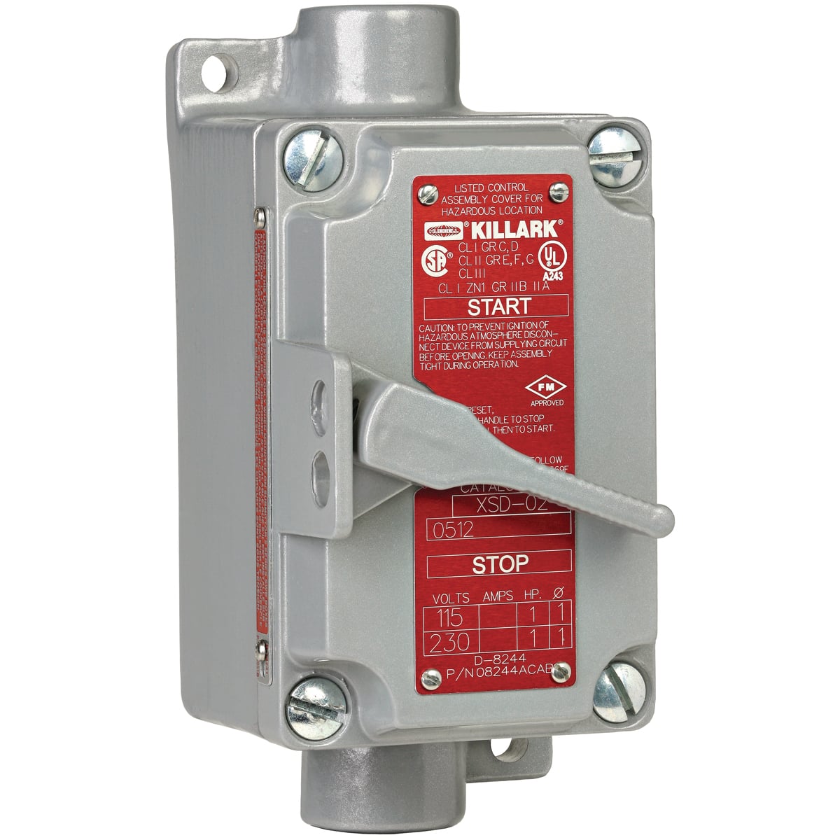 XS Series - Aluminum Feed-Thru 3-Pole Tumbler Switch Unit - Hub Size 3/4 Inch - 15A