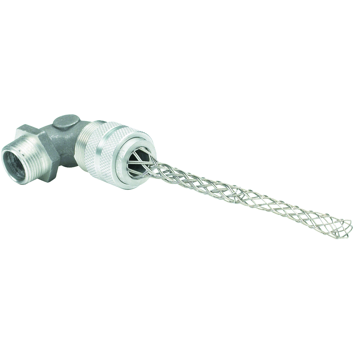 1/2" Aluminum Cord Connector,  90 w/ Mesh Grip, Cord Range .187-.250, Red